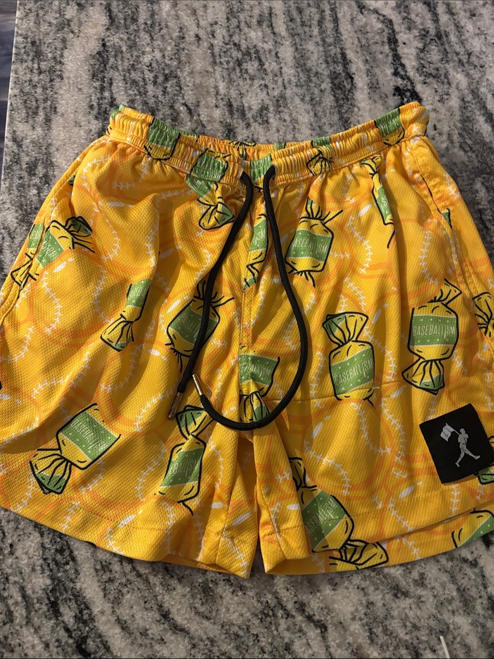 Baseballism youth -Yellow Candy Print Athletic Shorts